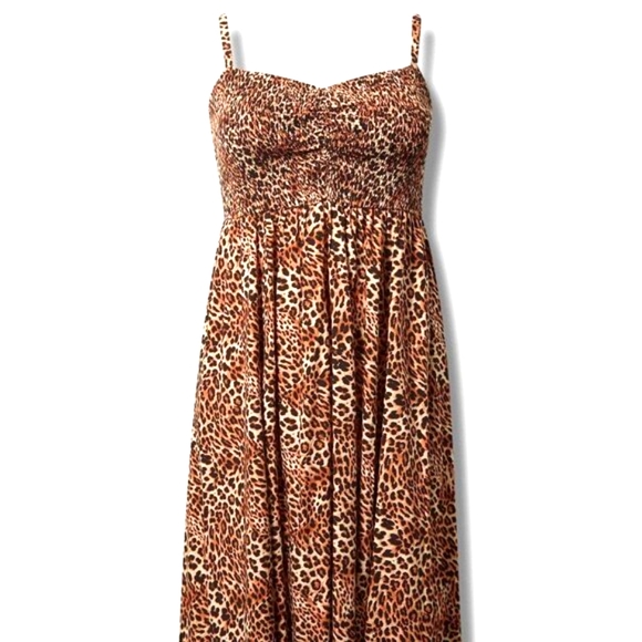 ❤NWT VINTAGE TORRID LEOPARD PRINT MIDI WASHABLE CHALLIS DRESS POCKETS PLUS SIZE - Picture 12 of 14